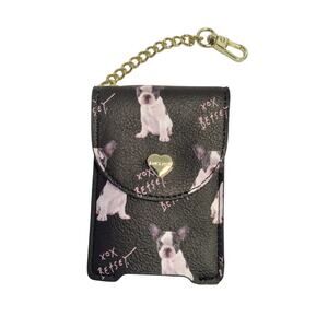 Betsey Johnson Dog Pattern French Bulldog Frenchie Hand Sanitizer Holder Black